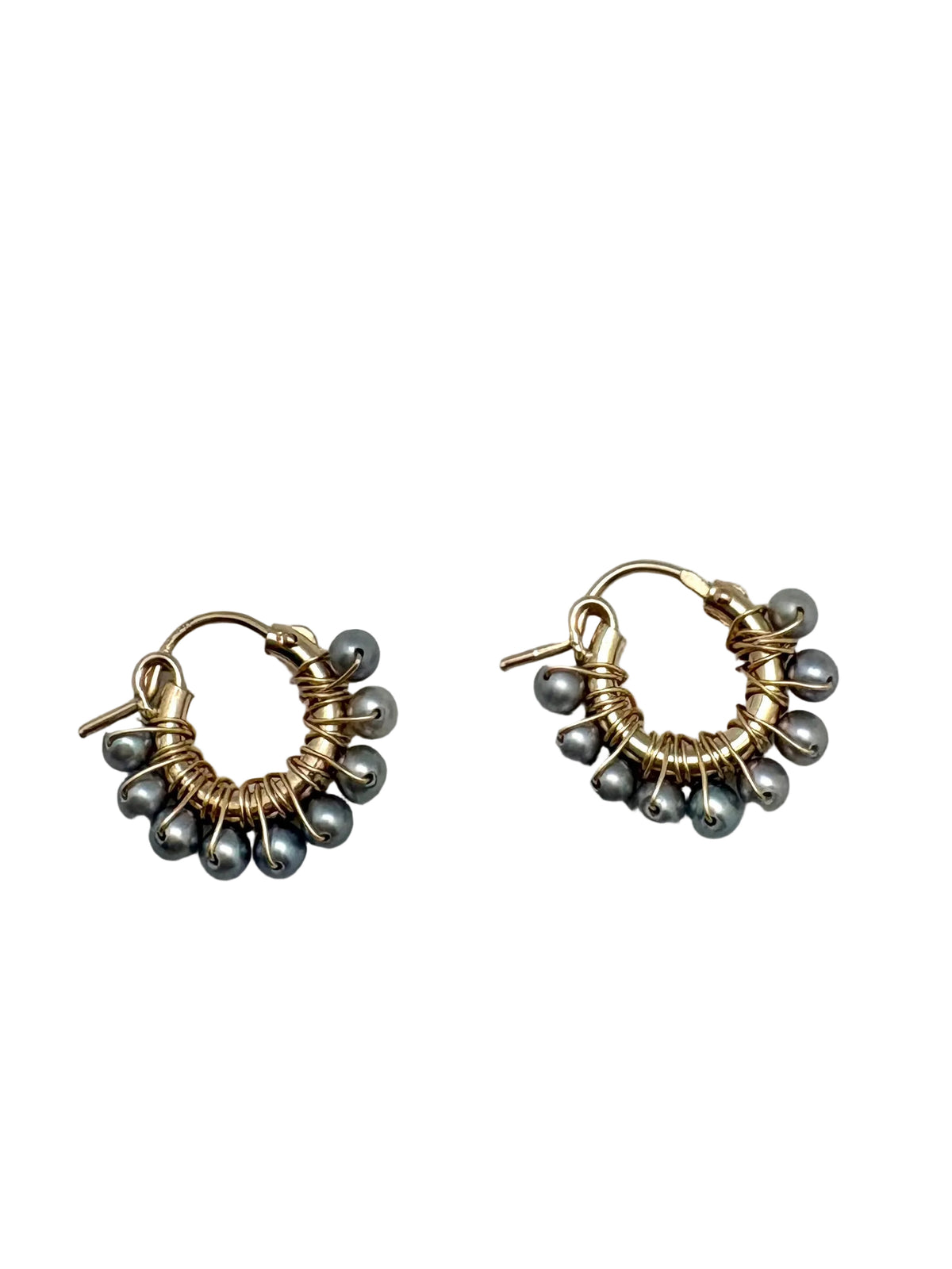 Diddi beaded hoop mini - gray pearl
