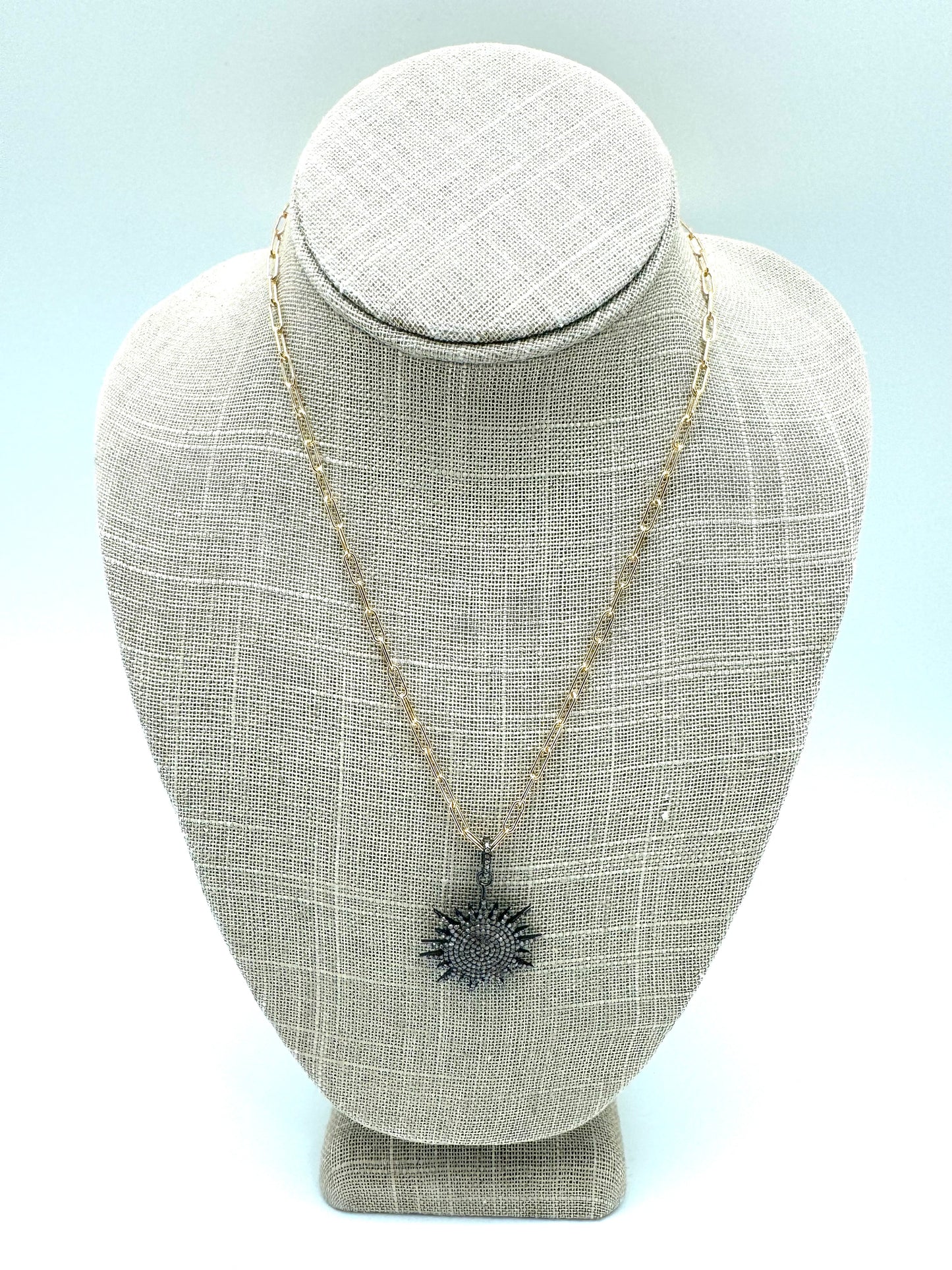 Diamond starburst necklace - oxidized