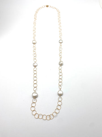Elsa long necklace - gold/white