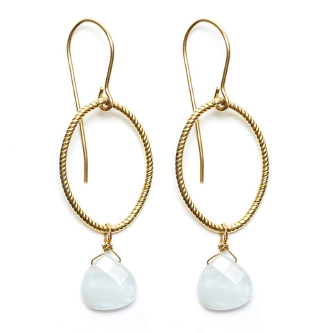 Annika earrings - gold/aquamarine