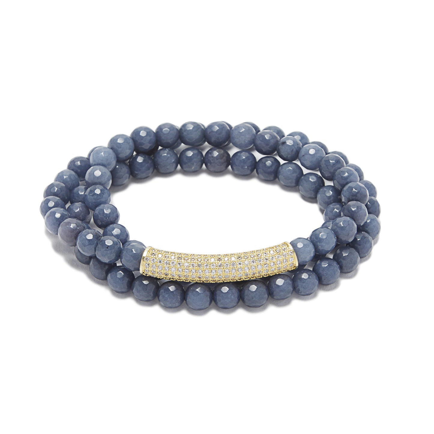 Bar Bracelet - blue agate /gold