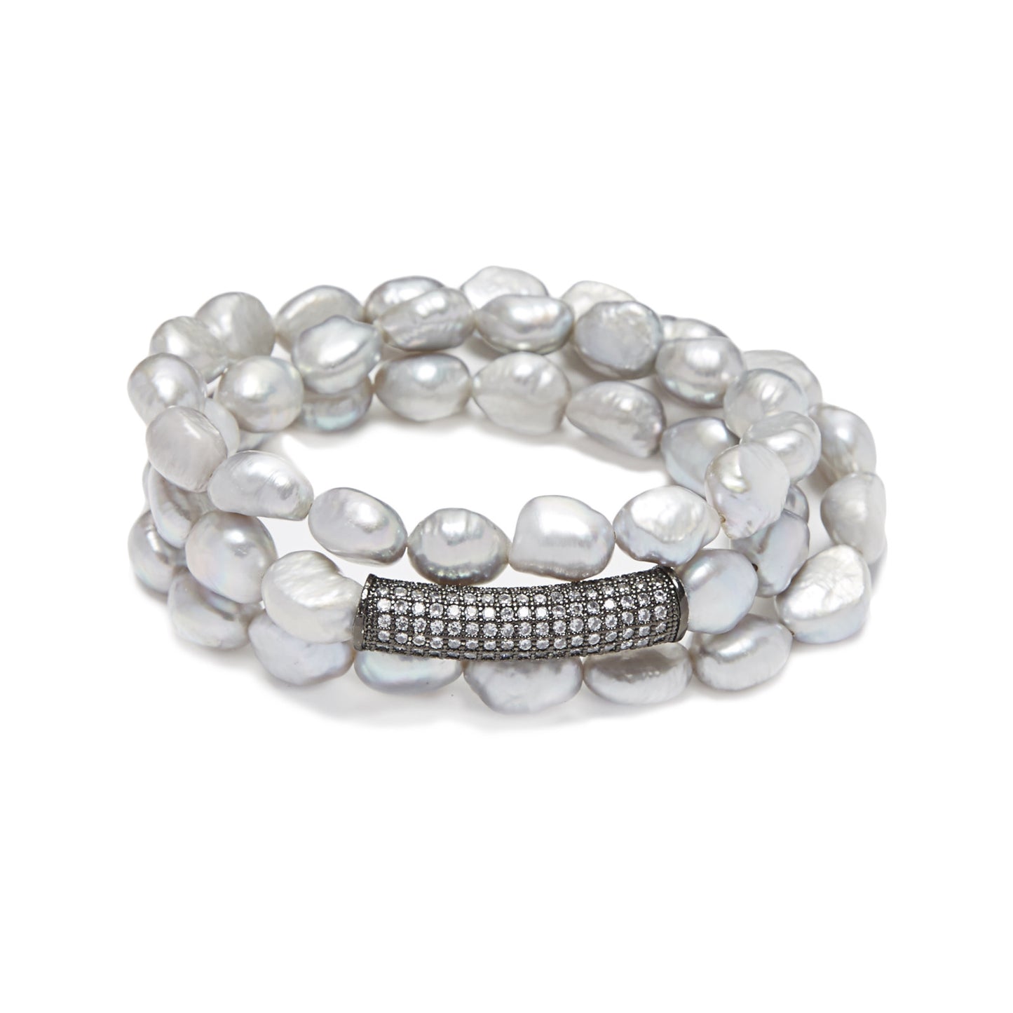 Bar Bracelet - grey pearl / silver