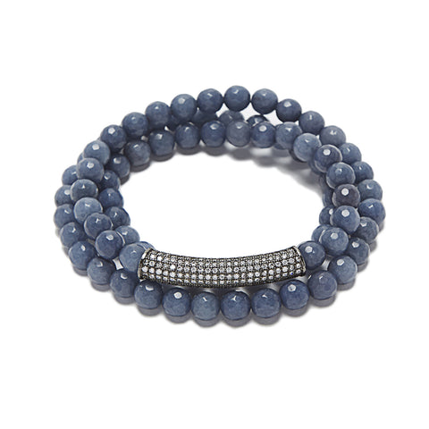 Bar Bracelet - blue agate/silver