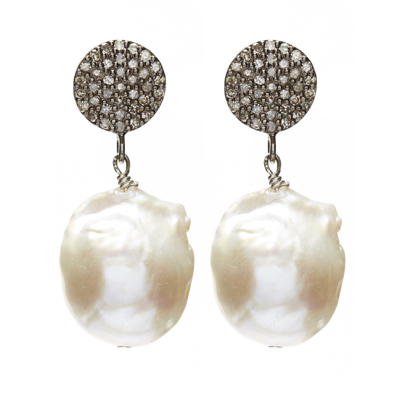 Baroque White topaz Earring - oxidized silver