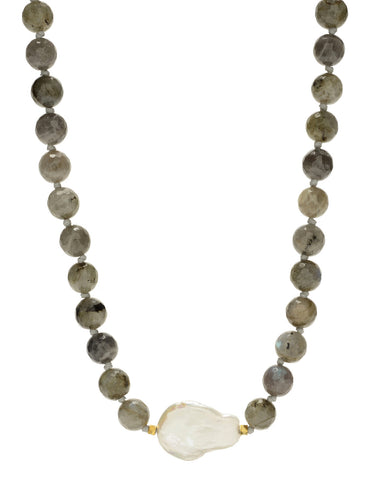 Ellinor Short Necklace - labradorite/pearl