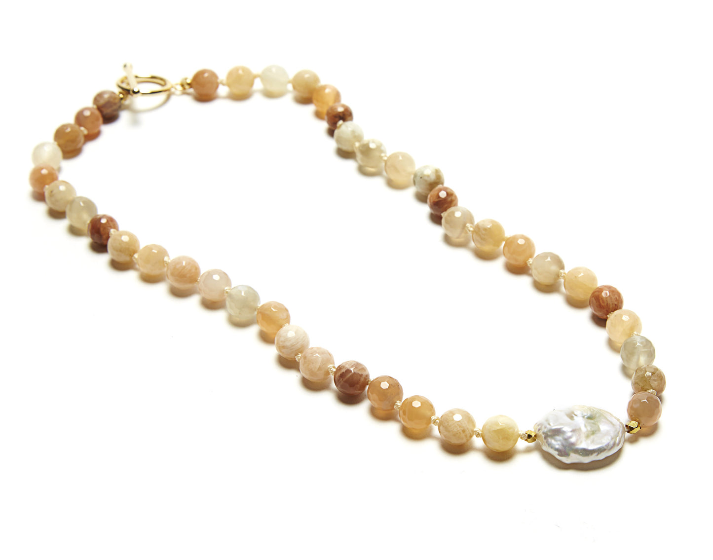 Ellinor Short Necklace - pink moonstone/pearl
