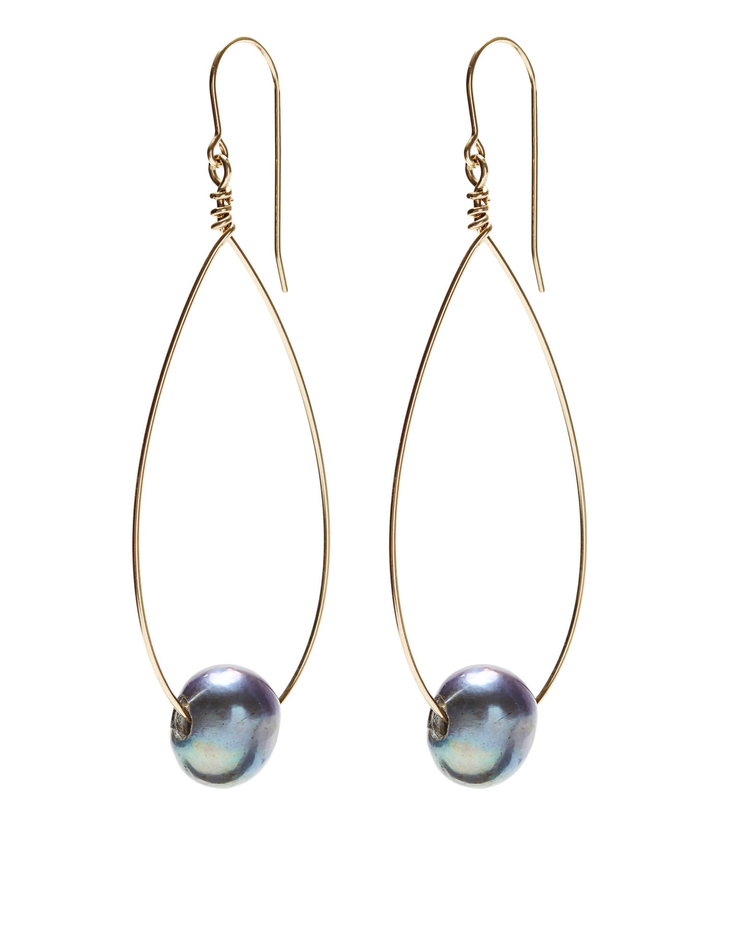 Large Oval Earrings - gold/peacock