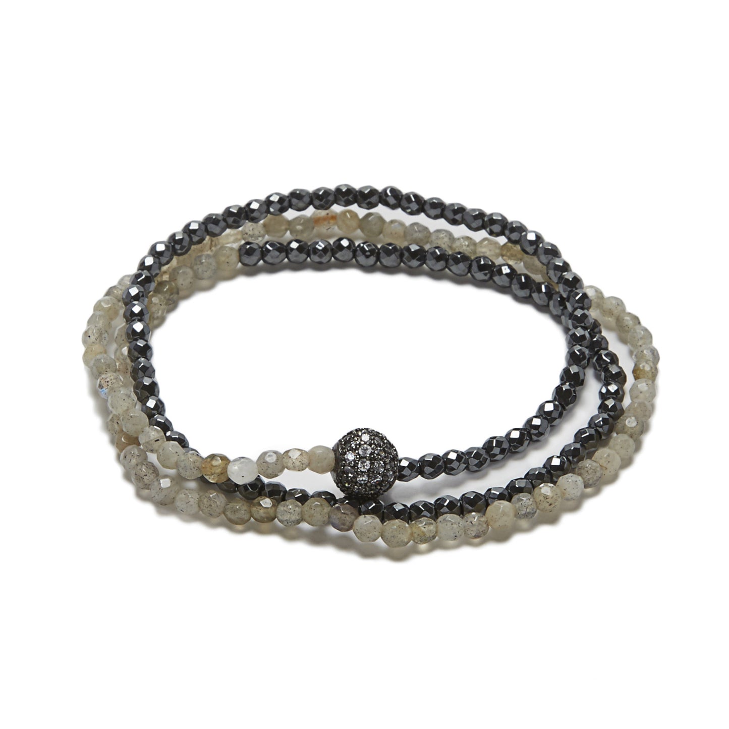 Triple Wrap - hematite/labradorite