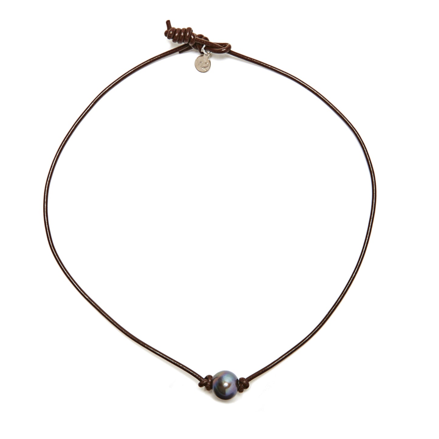 Victoria single pearl necklace - chocolate/grey