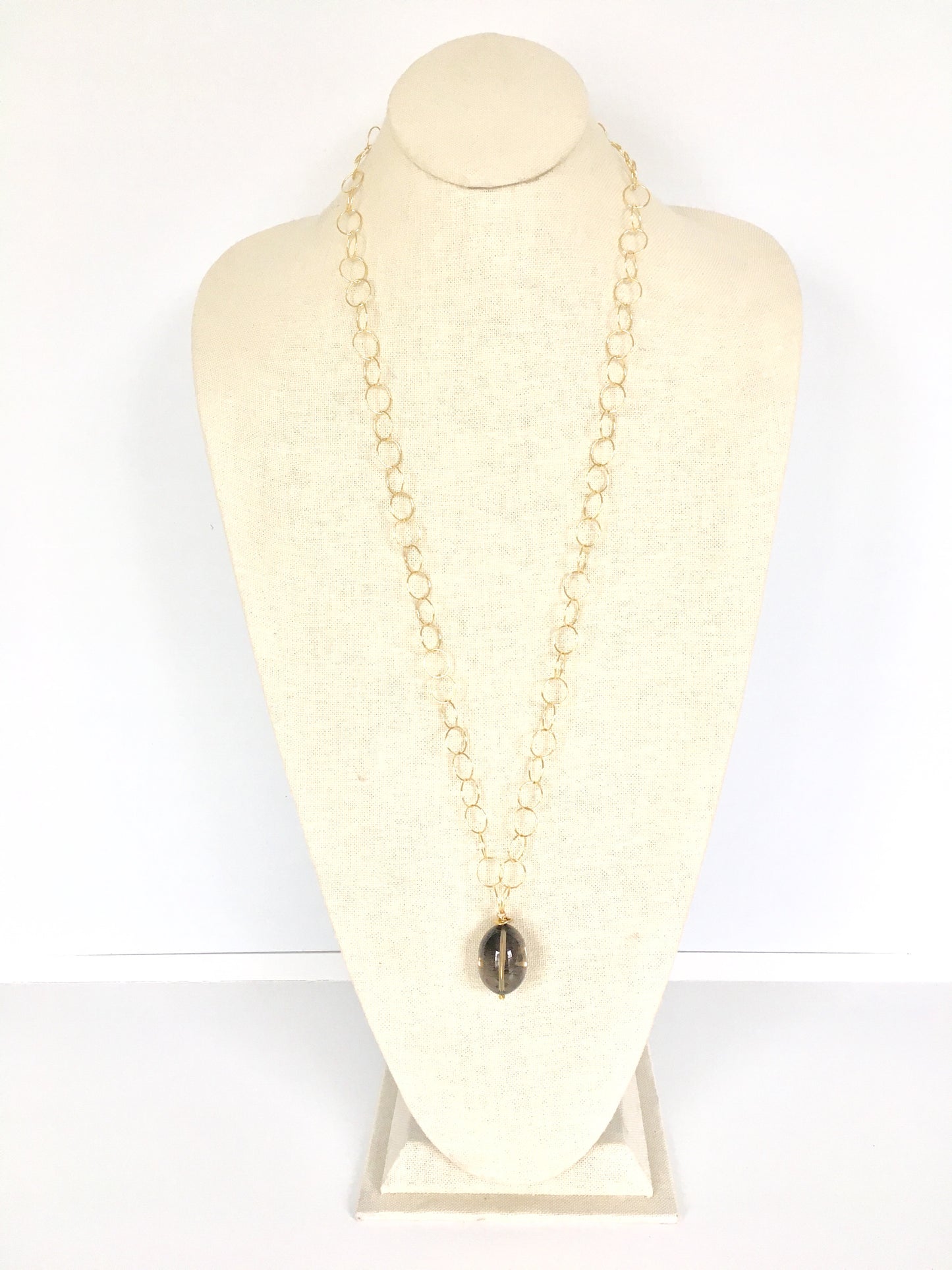 Nina Necklace - smokey quartz/gold