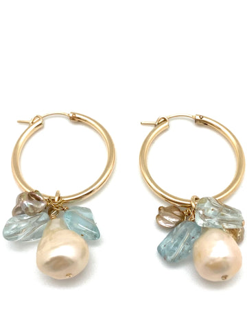 Ida earring - gold/aquamarine