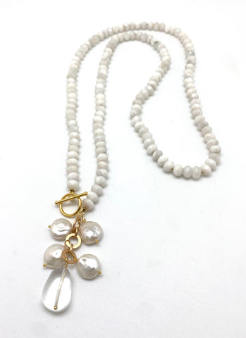 Ellinor Clasp Necklace - white moonstone