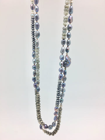Ulrika necklace - hematite/pyrite/labradorite