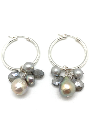Ida earring - silver/grey moonstone