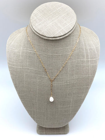 Marie Y Necklace - gold/white