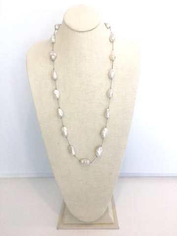 Elsa silk necklace, baroque pearls