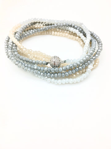 Petra Combo Bracelet/Necklace - aqua/nude/denim