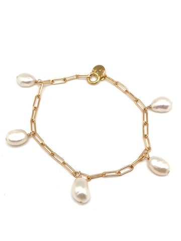 Marie bracelet - gold/white pearls