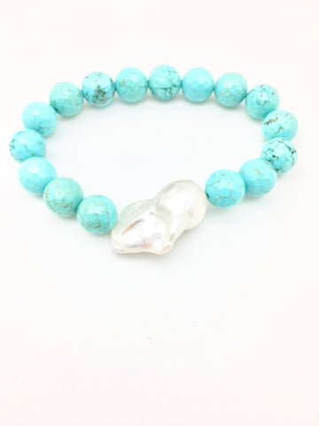 Annie baroque, turquoise/white baroque pearl