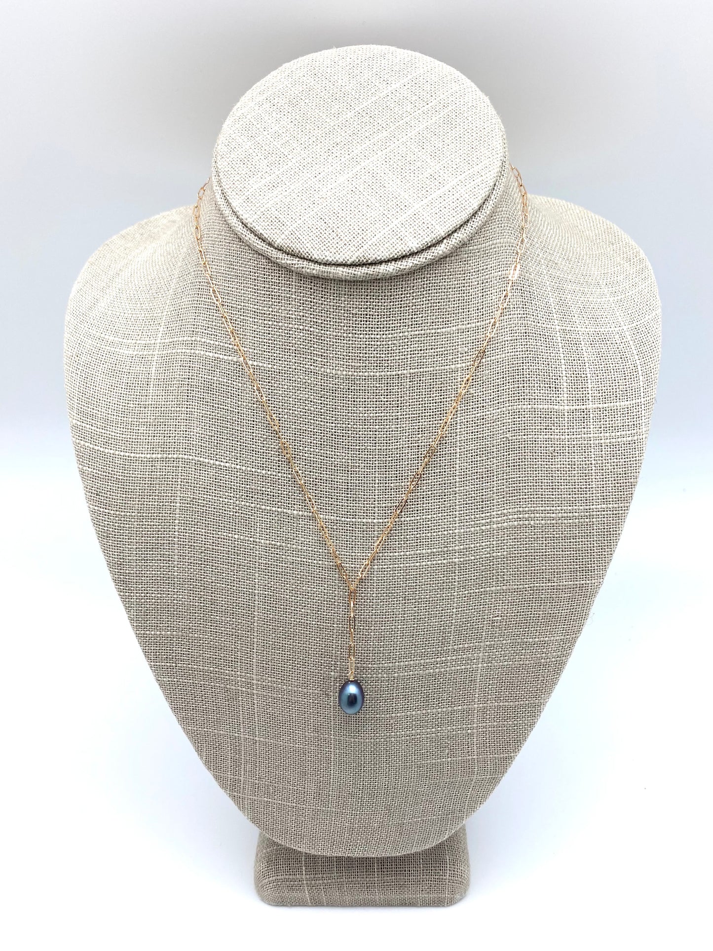 Marie Y Necklace - gold/peacock