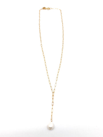 Marie Y Necklace - gold/white