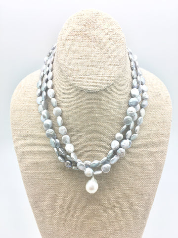 Karin necklace, light grey pearl