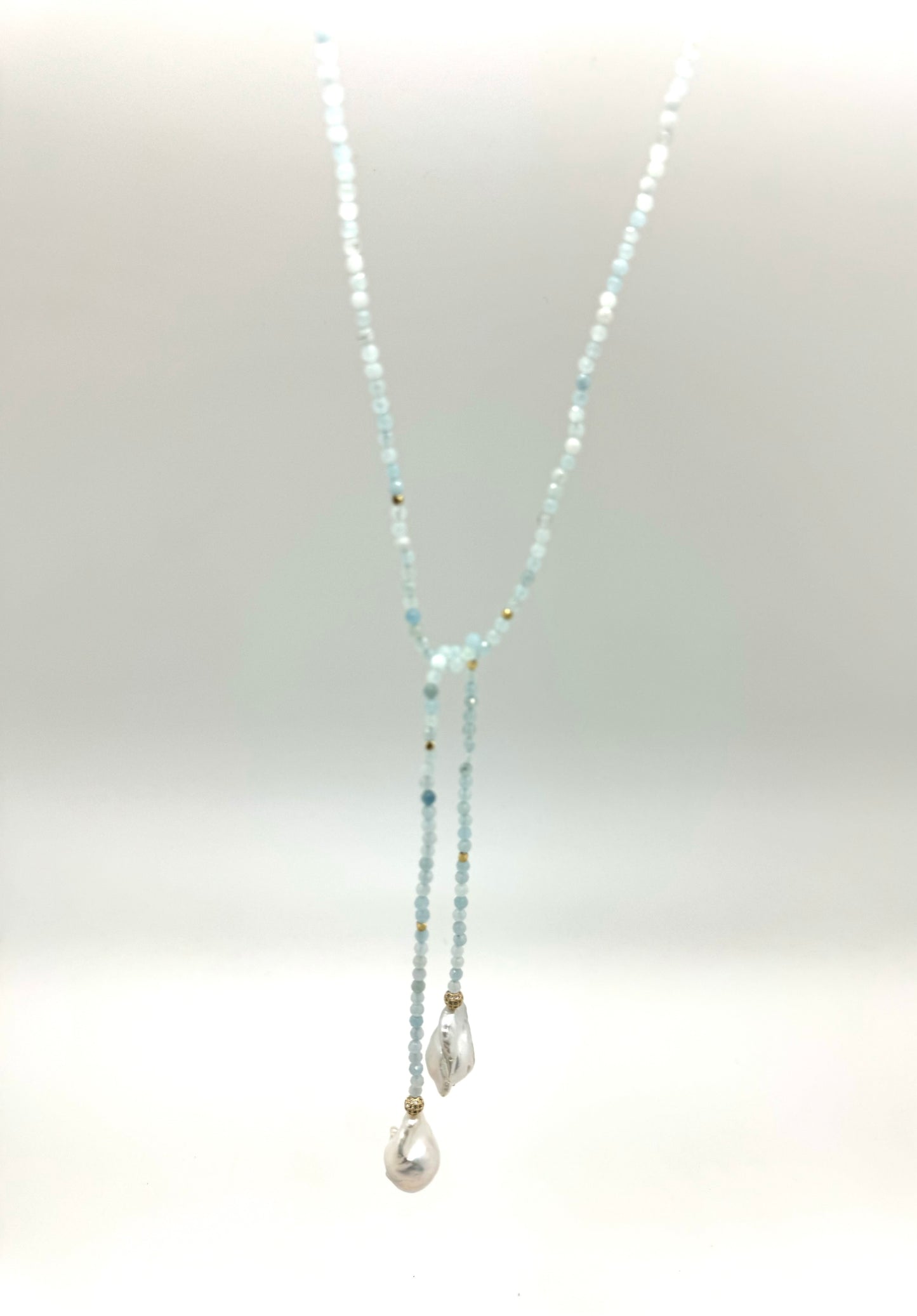 Iselia Lariat - aquamarine/pearl