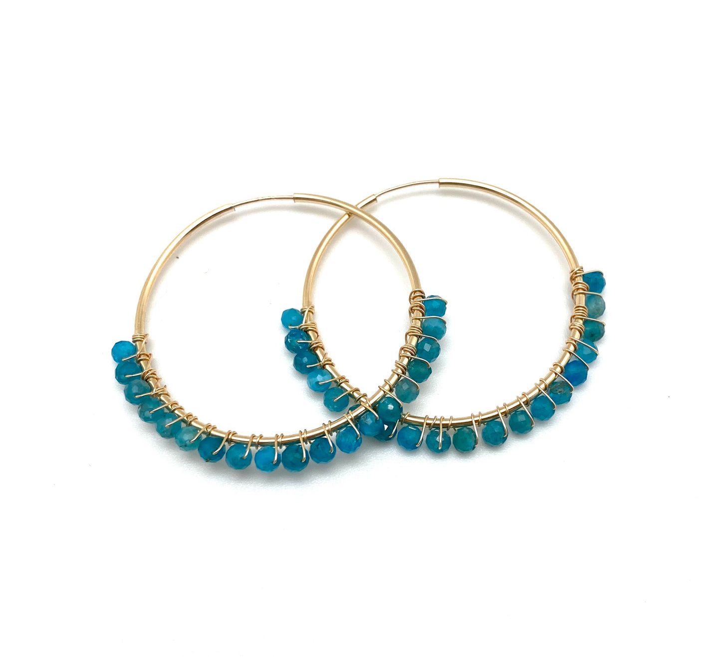 Mia beaded hoop - gold/apatite