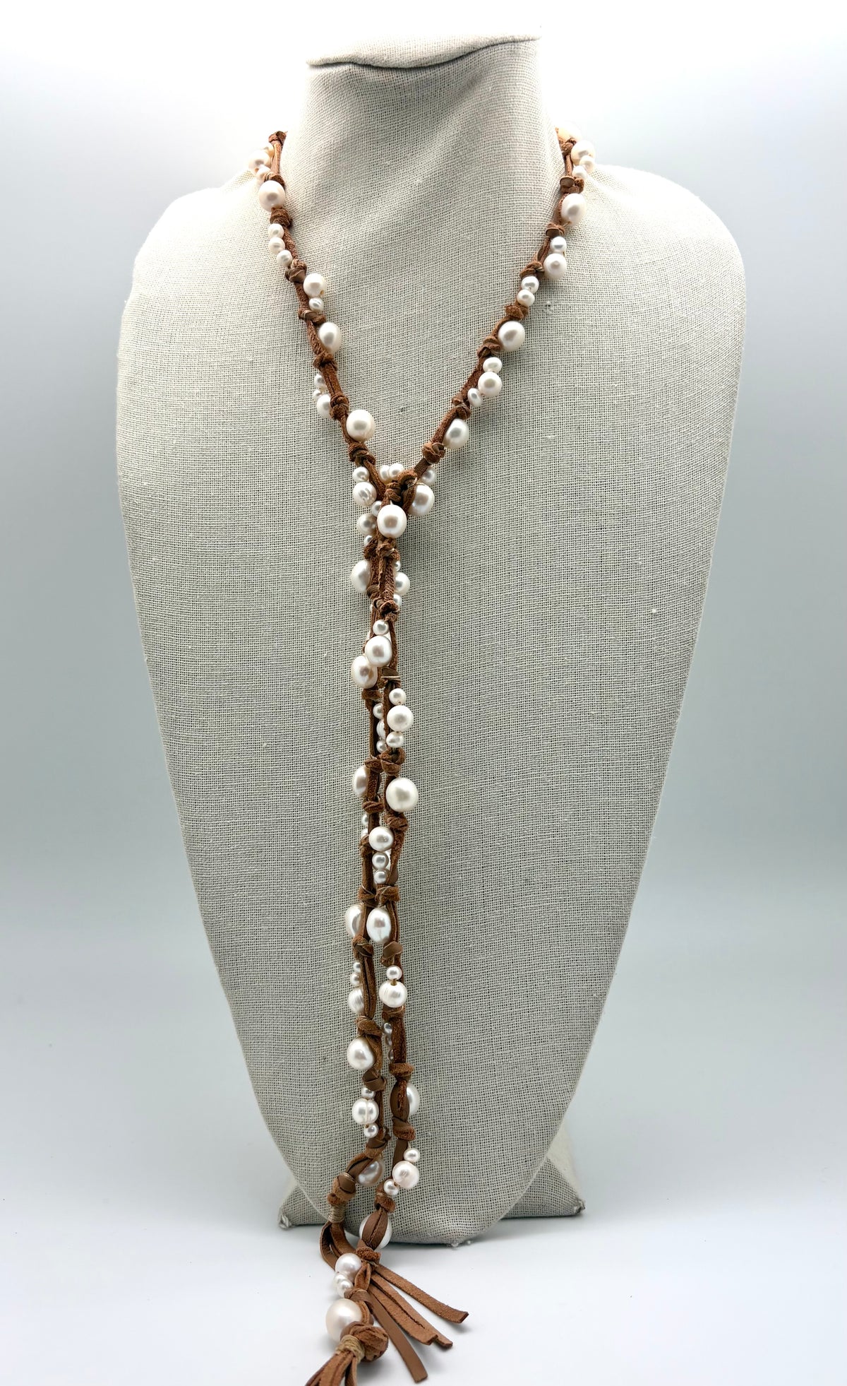 Inger Tassel Lariat - white pearl