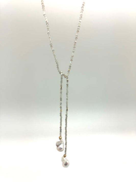 Iselia Lariat - labradorite/pearl