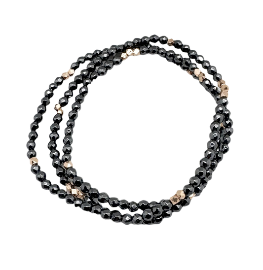 Sigrid beaded bracelet - hematite