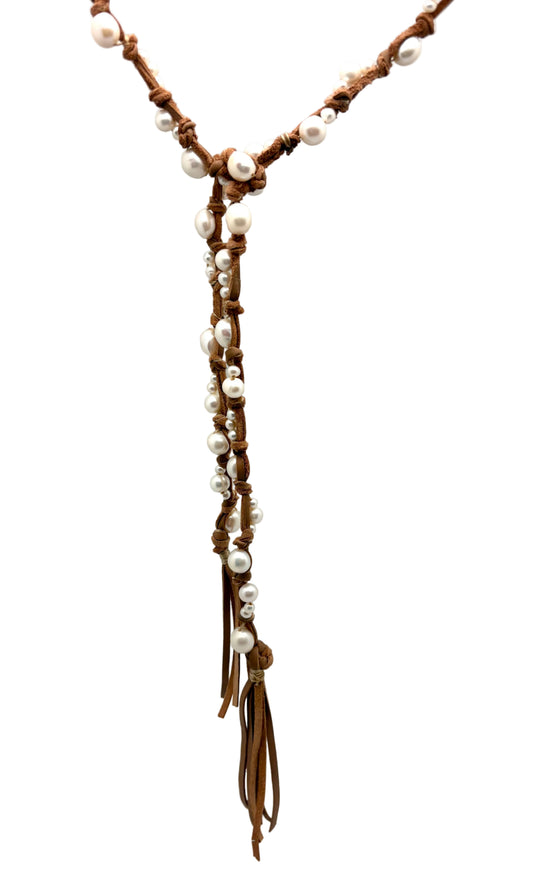 Inger Tassel Lariat - white pearl