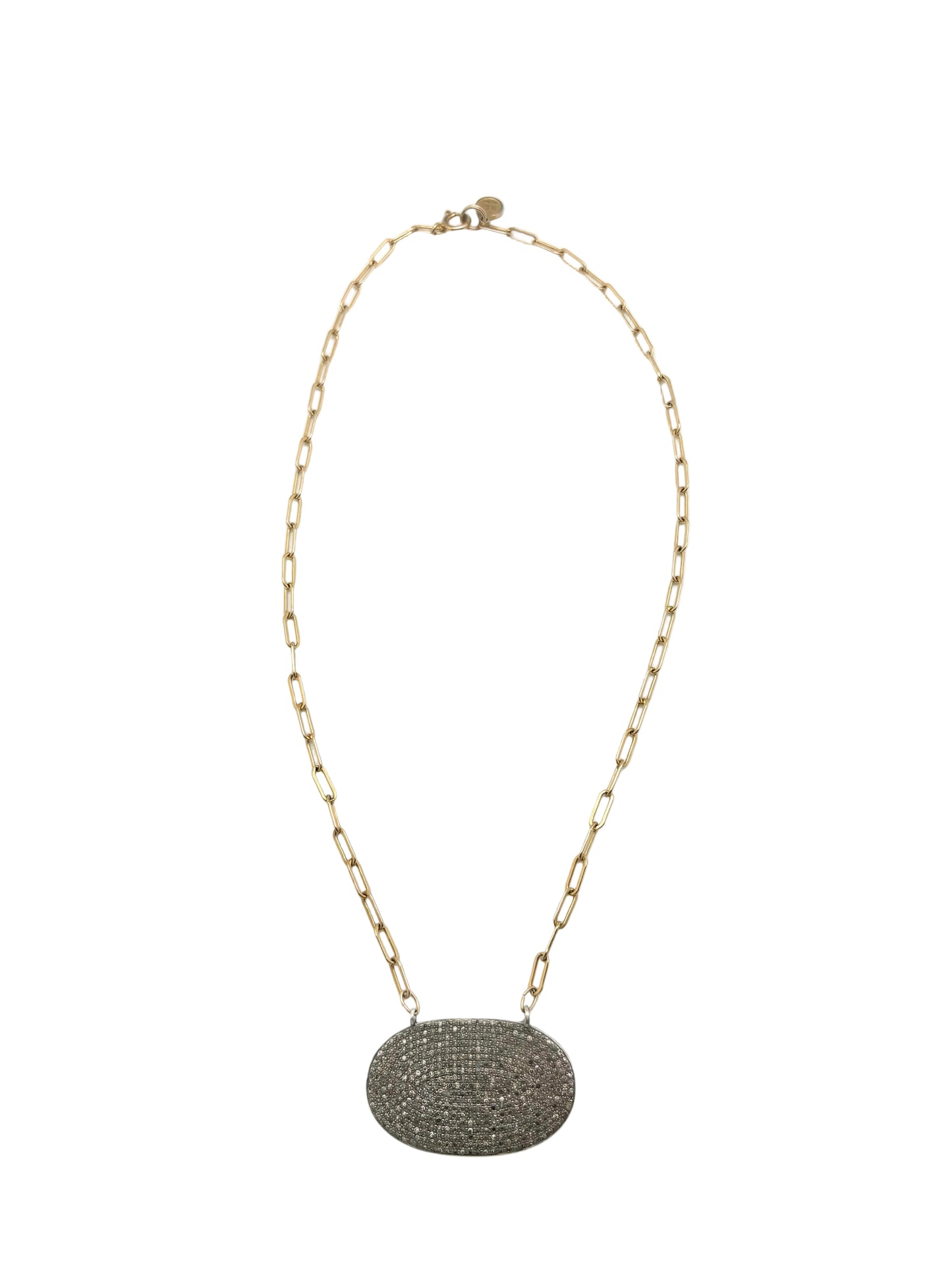 Diamond sapphire oval necklace - large