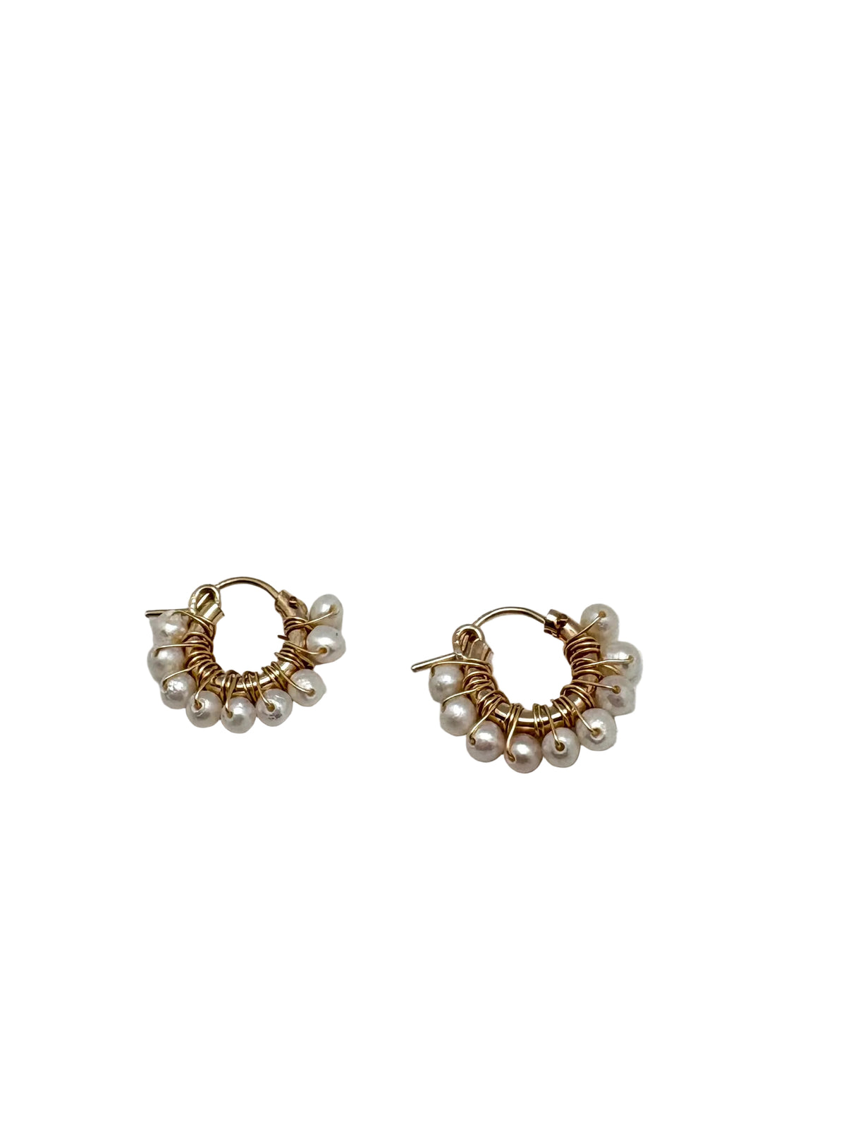 Diddi beaded hoop mini - white pearl