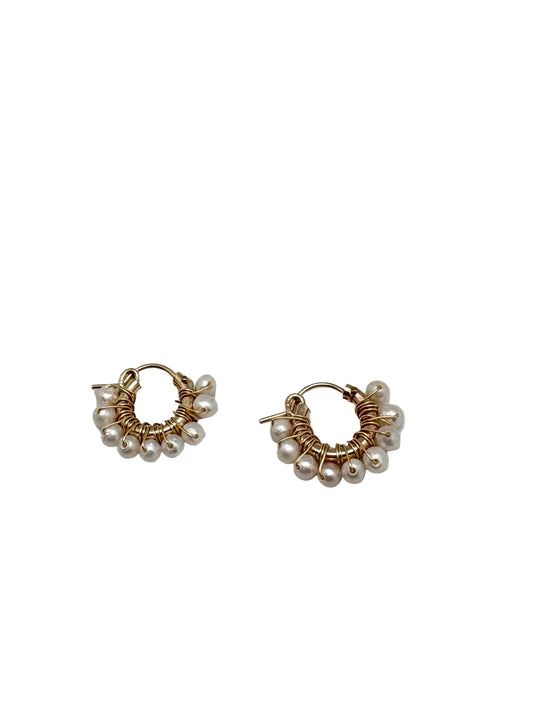 Diddi beaded hoop mini - white pearl