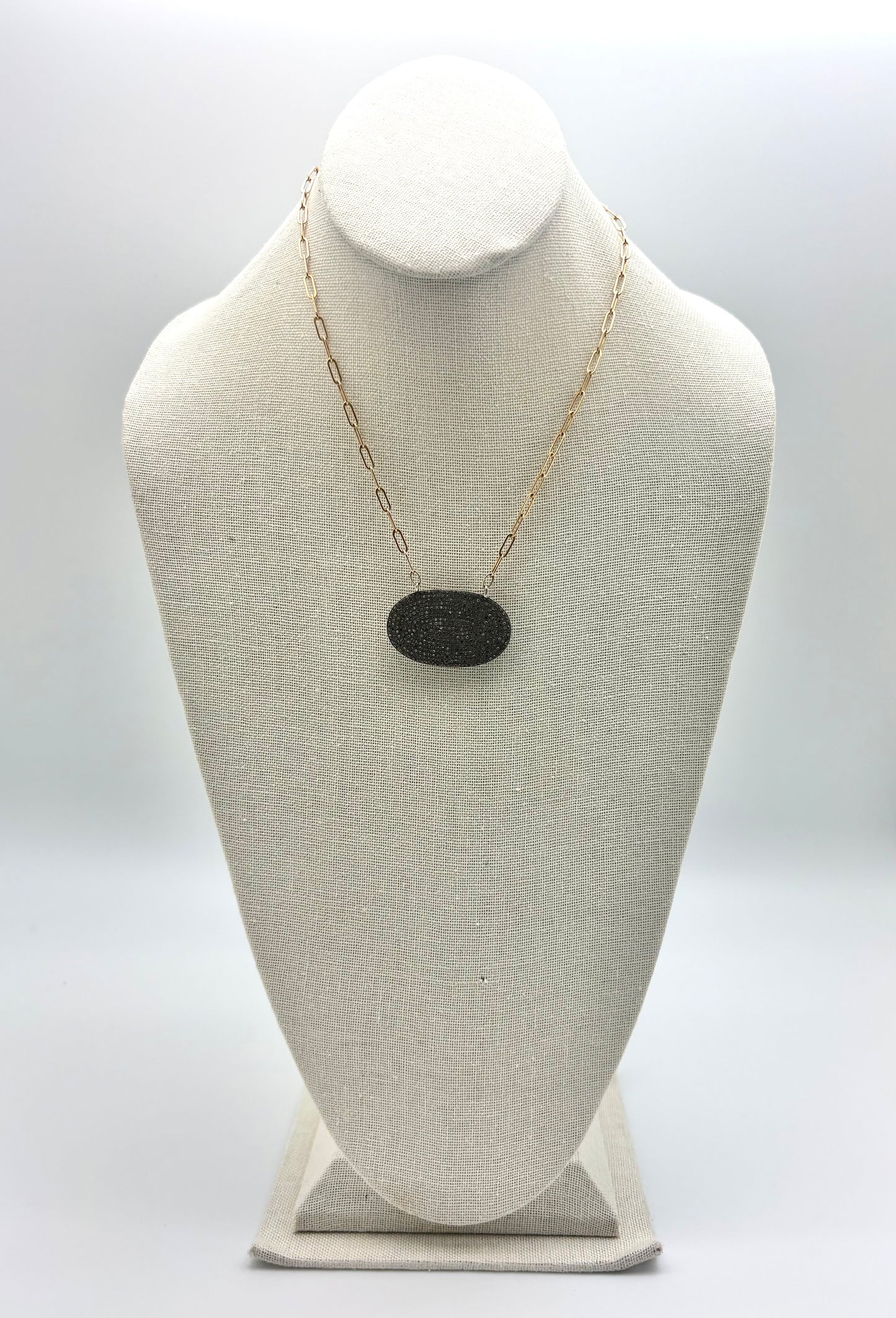 Diamond sapphire oval necklace - large