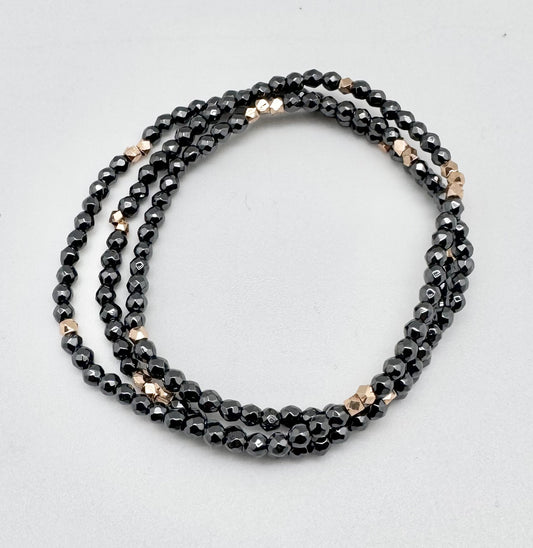 Sigrid beaded bracelet - hematite