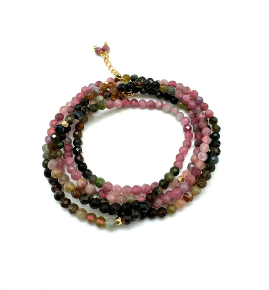 Mimi wrap - rainbow tourmaline 4mm