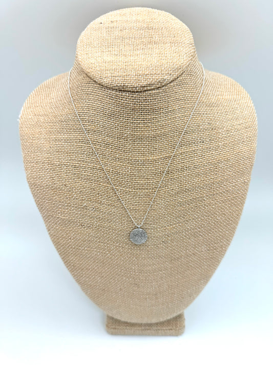 Diamond circle necklace- silver ball chain