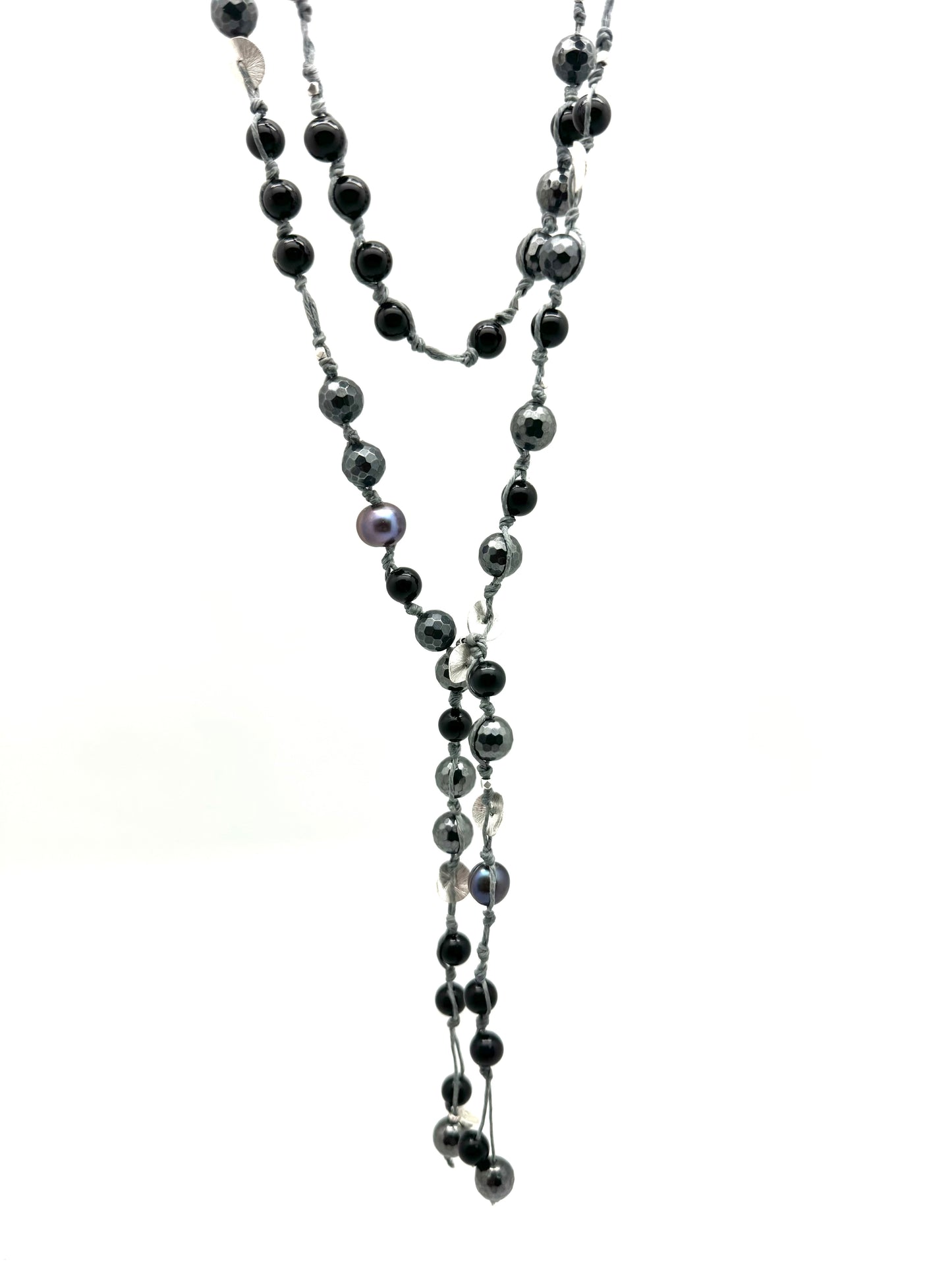 Carola lariat - hematite/black onyx