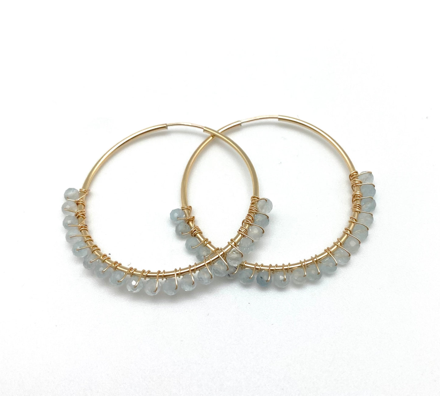 Mia beaded hoop - gold/aquamarine