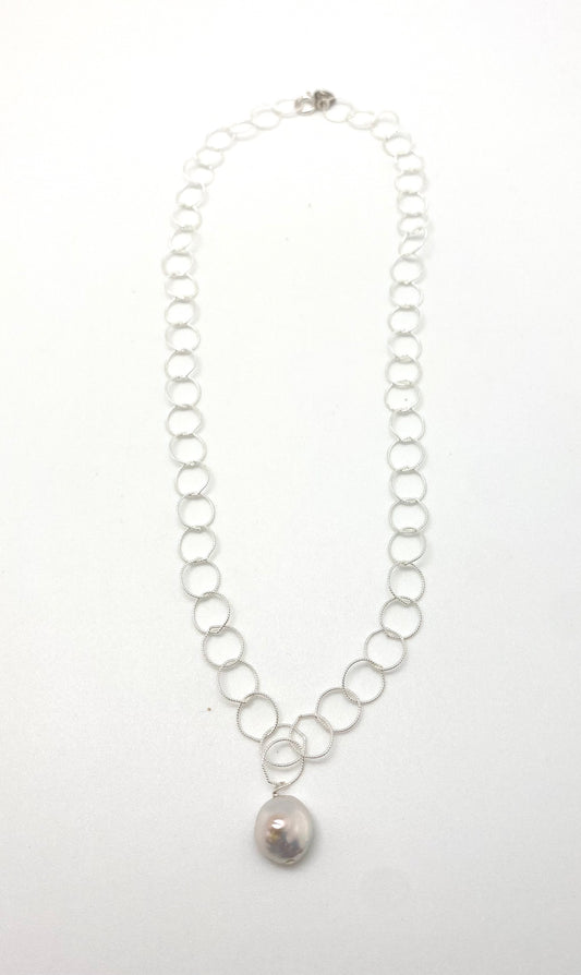 Elsa short necklace - silver/white