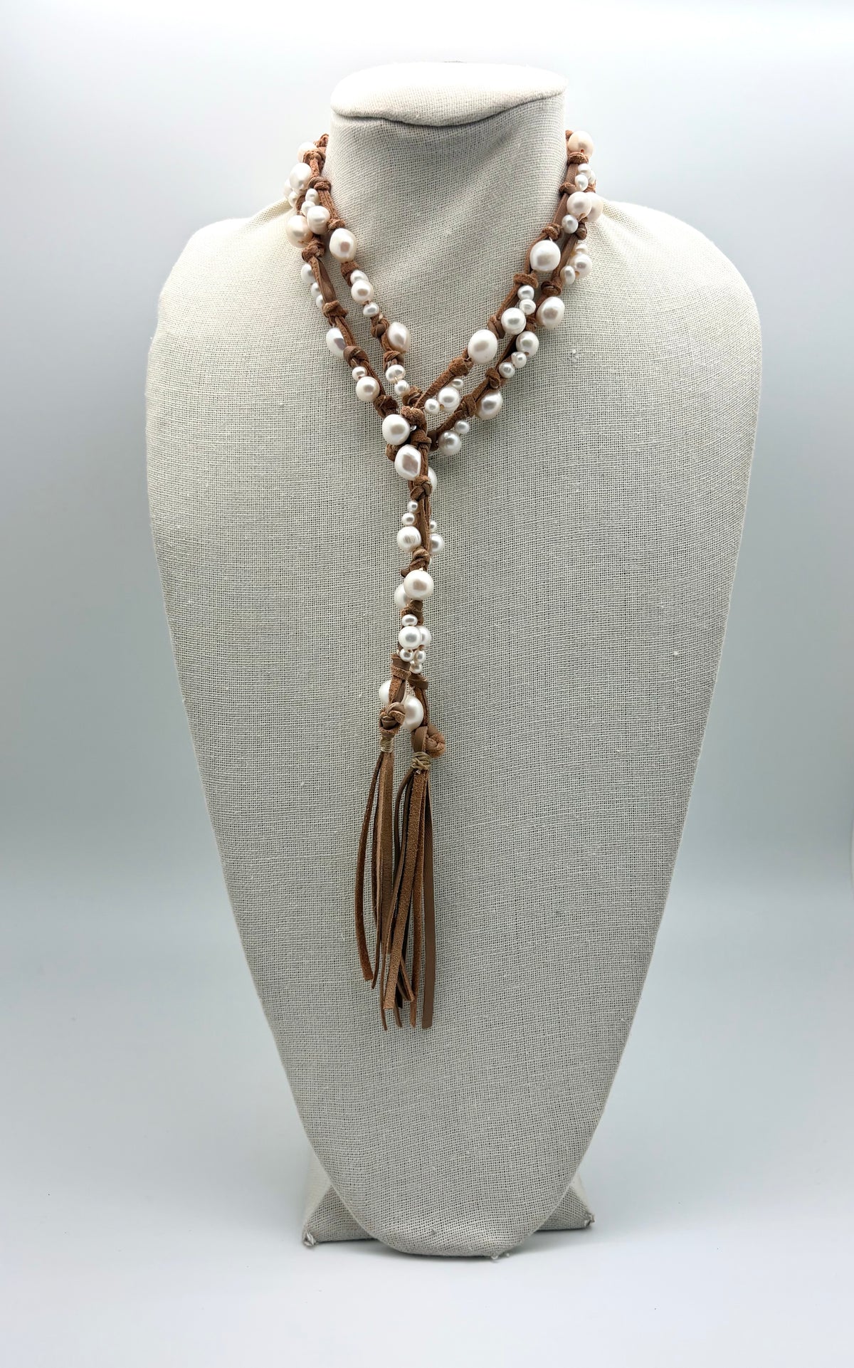 Inger Tassel Lariat - white pearl