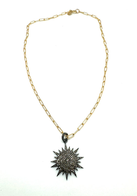 Diamond sunburst necklace