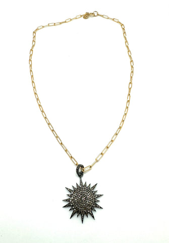 Diamond sunburst necklace