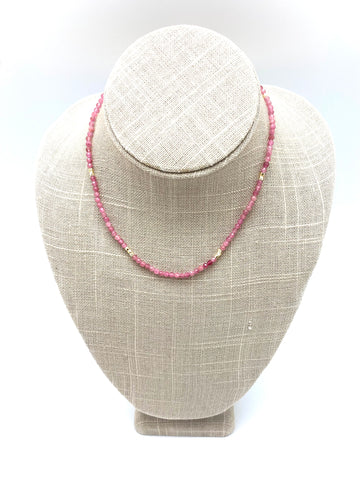 Sigrid beaded necklace - pink tourmaline