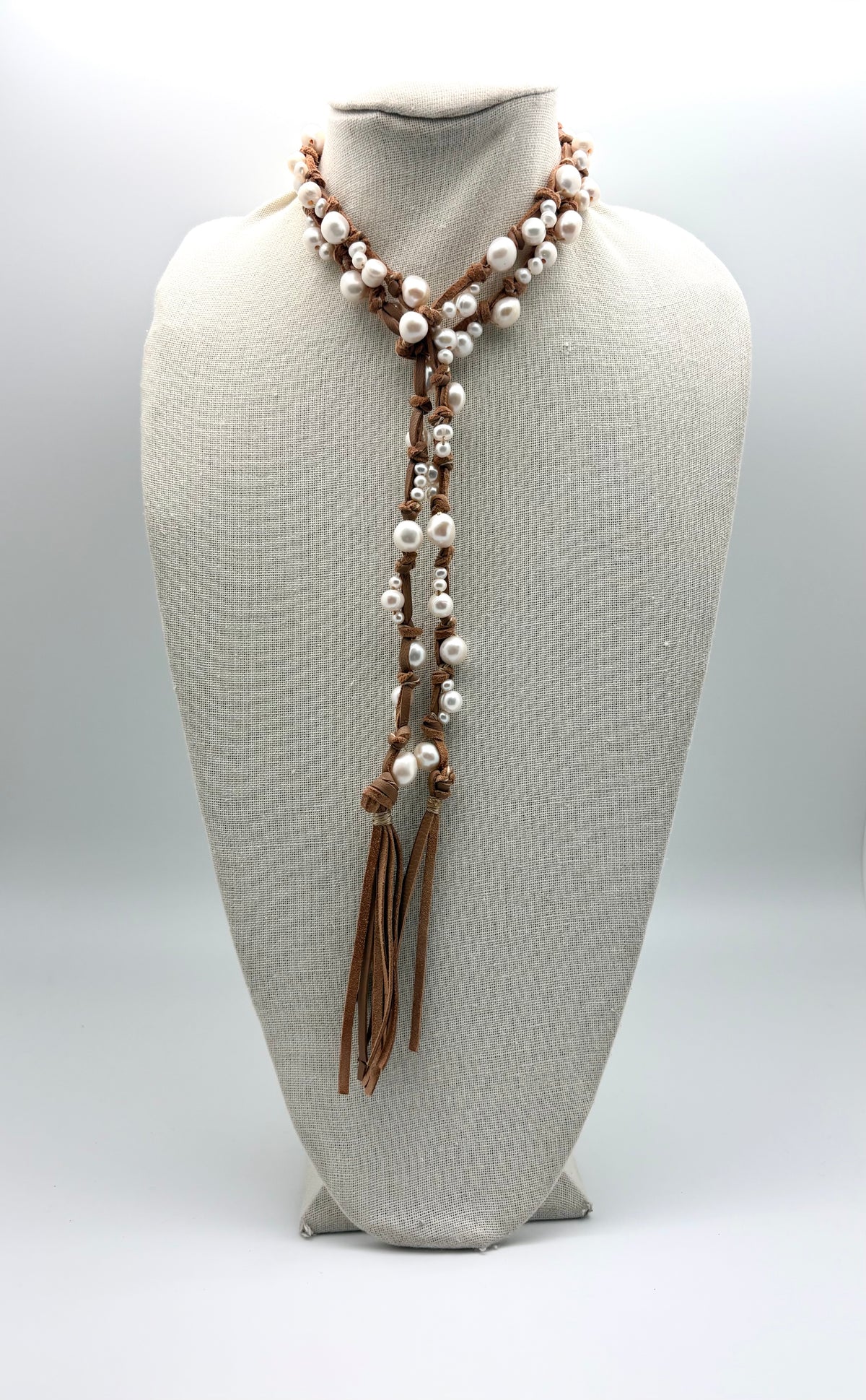 Inger Tassel Lariat - white pearl
