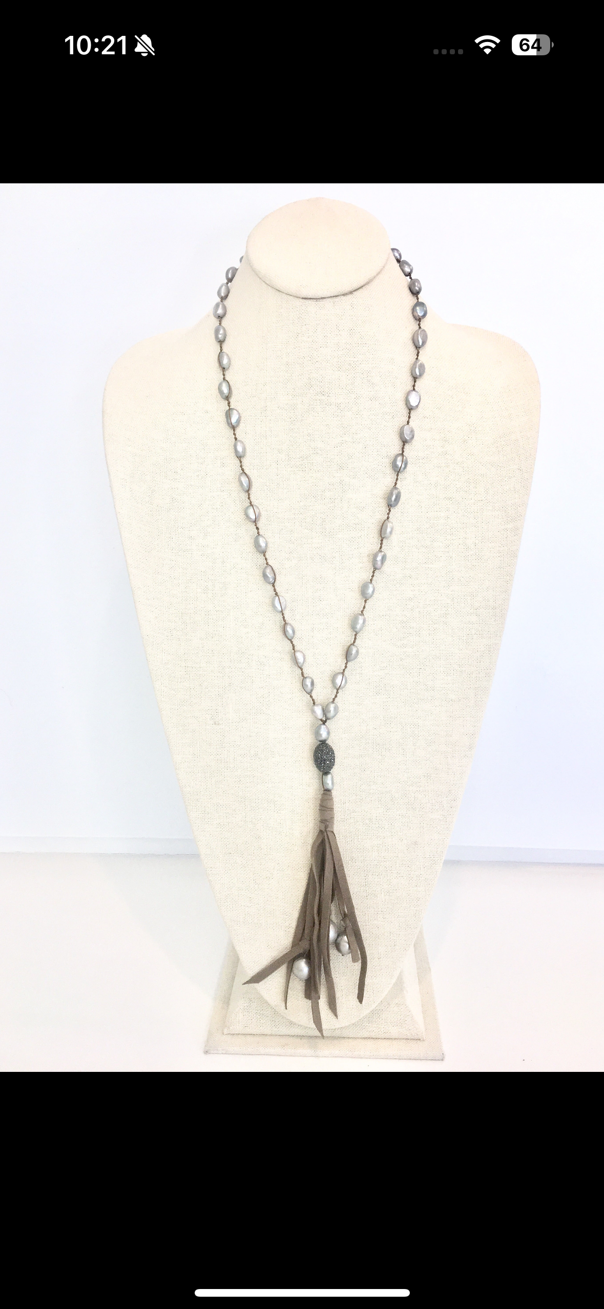 Ella Necklace - grey pearl/taupe