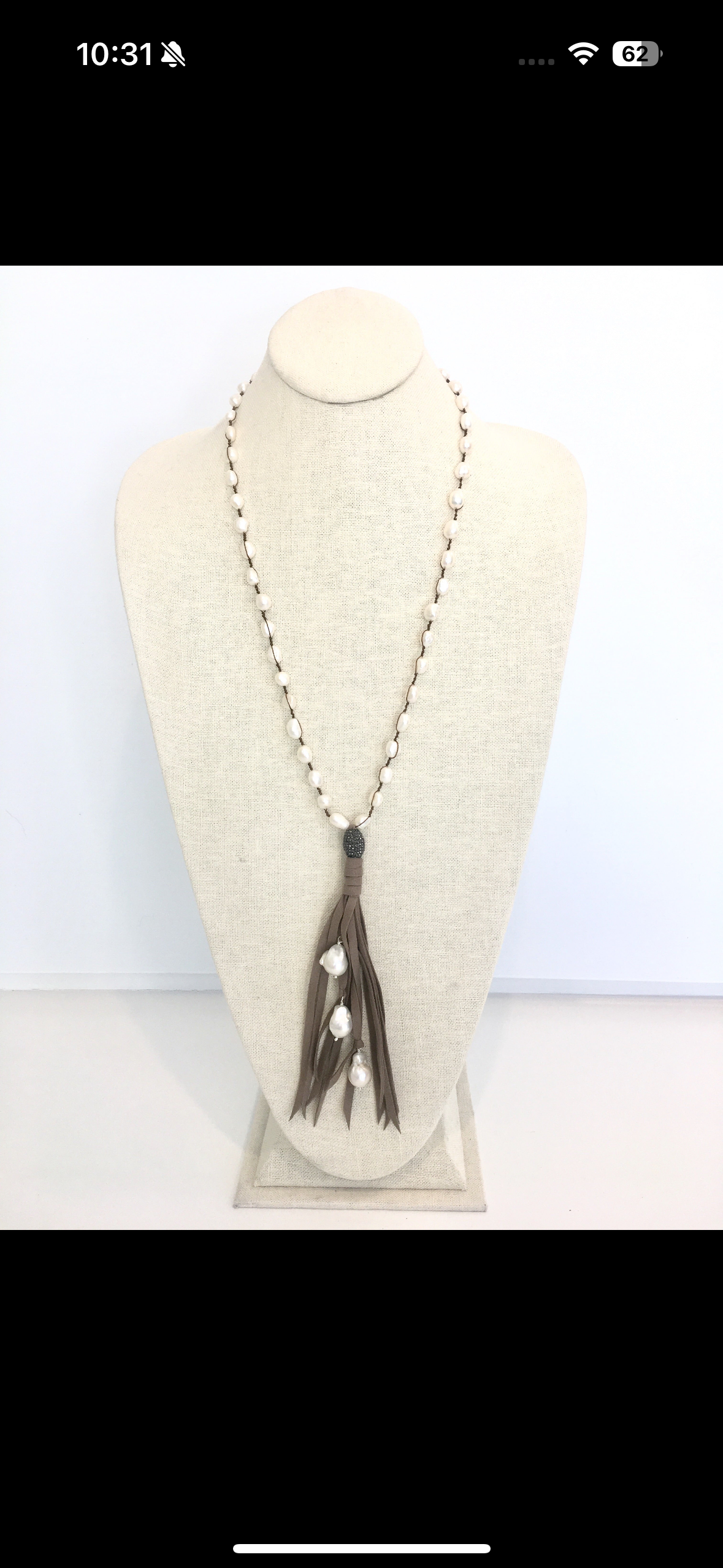 Ella Necklace - white pearl/taupe