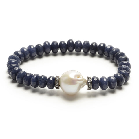 Anna pearl bracelet - blue agate/pearl